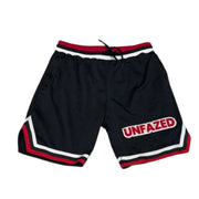 BLACK AND RED CHENILLE SHORTS